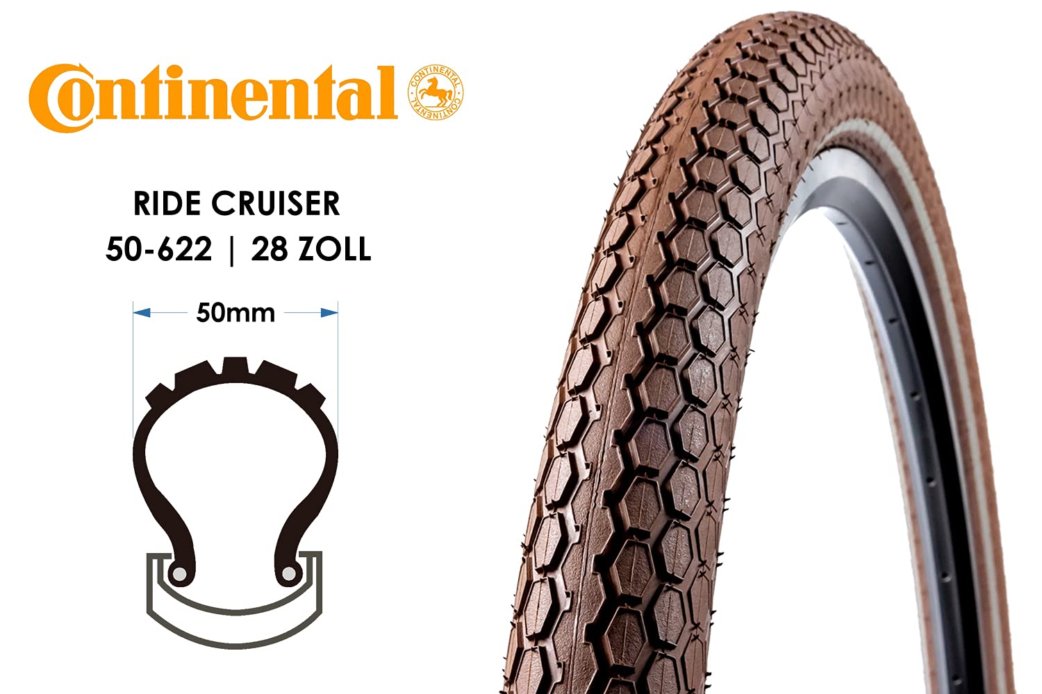 continental ride cruiser 28×2.20(622-55) Continental Ride Cruiser ETRTO (55-622) 700 X 50 REFLEX Bike Tires